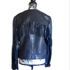 New Zara Black Fringe Leather Jacket